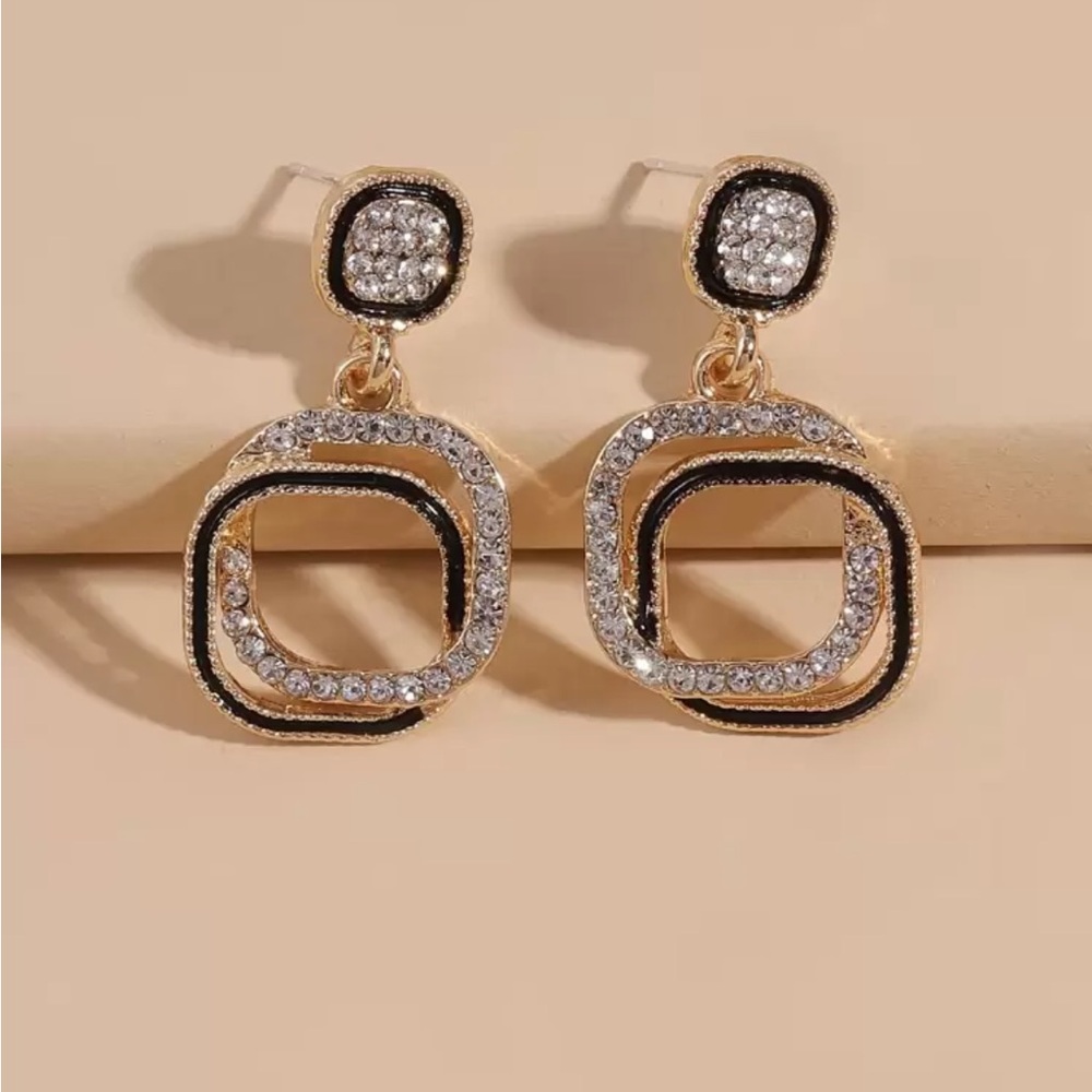 Abstract Rhinestone Geometric Drop Earrings NEW 🏷️